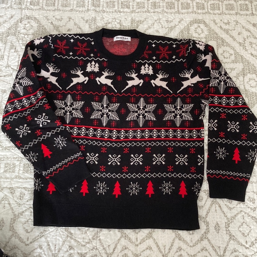 Men’s Christmas Sweater | Black white and Red size XL
